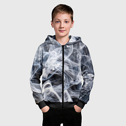 Толстовка на молнии детская Графика дыма, цвет: 3D-черный — фото 2