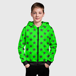 Толстовка на молнии детская Звездный фон зеленый, цвет: 3D-черный — фото 2
