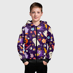 Толстовка на молнии детская HALLOWEEN BTS BT21 PATTERN БТ21 БТС ХЕЛЛОУИН, цвет: 3D-черный — фото 2