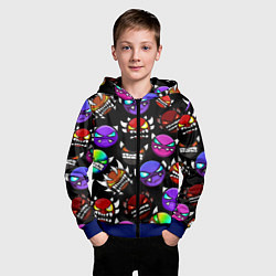 Толстовка на молнии детская Geometry Dash: Demons Squad, цвет: 3D-синий — фото 2