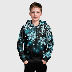 Толстовка на молнии детская Космические снежинки, цвет: 3D-черный — фото 2