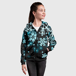 Толстовка на молнии детская Космические снежинки, цвет: 3D-черный — фото 2