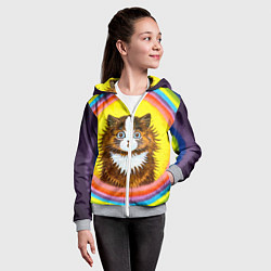 Толстовка на молнии детская Радужный кот Луиса Уэйна, цвет: 3D-меланж — фото 2