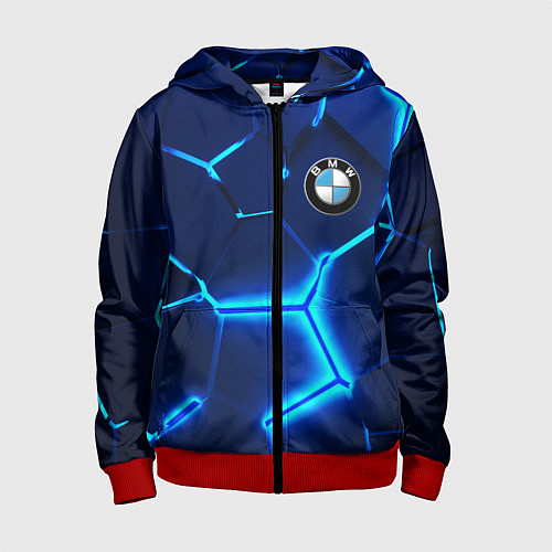 Детская толстовка на молнии BMW LOGO 3Д ПЛИТЫ ГЕОМЕТРИЯ / 3D-Красный – фото 1