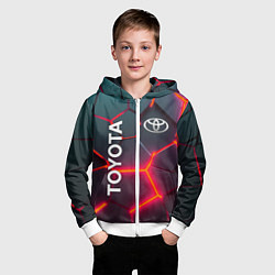 Толстовка на молнии детская TOYOTA 3D NEON ТОЙОТА 3Д ПЛИТЫ НЕОН, цвет: 3D-белый — фото 2