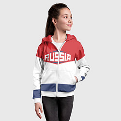 Толстовка на молнии детская Russia, цвет: 3D-белый — фото 2