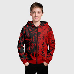 Толстовка на молнии детская BERSERK BLACK RED БЕРСЕРК ПАТТЕРН, цвет: 3D-красный — фото 2