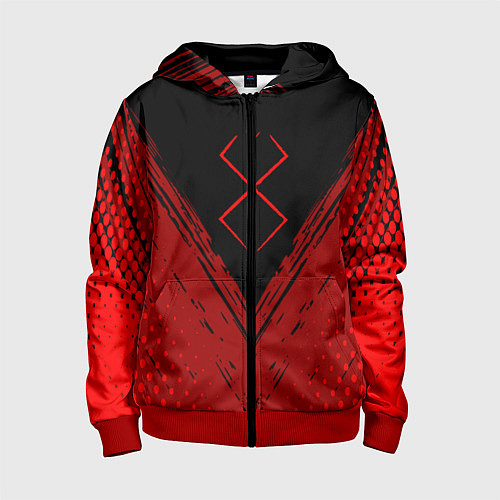 Детская толстовка на молнии Berserk - Берсерк / 3D-Красный – фото 1