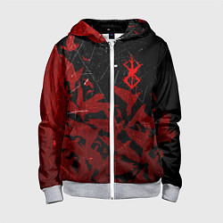 Толстовка на молнии детская БЕРСЕРК КЛЕЙМО ЛОГО СТАЯ ВОРОН, RED CROW, цвет: 3D-меланж