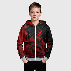 Толстовка на молнии детская БЕРСЕРК КЛЕЙМО ЛОГО СТАЯ ВОРОН, RED CROW, цвет: 3D-меланж — фото 2