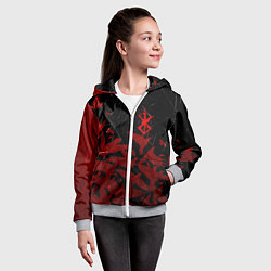 Толстовка на молнии детская БЕРСЕРК КЛЕЙМО ЛОГО СТАЯ ВОРОН, RED CROW, цвет: 3D-меланж — фото 2