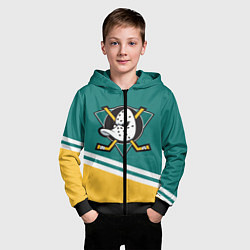 Толстовка на молнии детская Анахайм Дакс, NHL, цвет: 3D-черный — фото 2