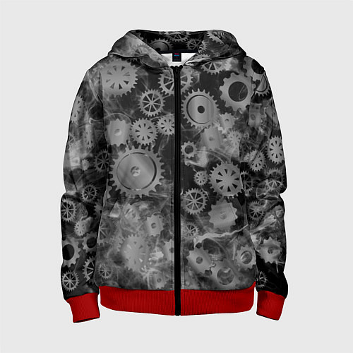 Детская толстовка на молнии Механизм и дым, стимпанк / 3D-Красный – фото 1