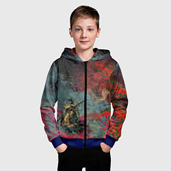 Толстовка на молнии детская Sekiro Самурай против дракона, цвет: 3D-синий — фото 2