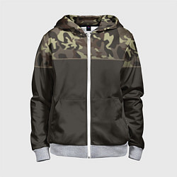 Толстовка на молнии детская Камуфляж 3 0, цвет: 3D-меланж