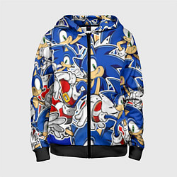 Толстовка на молнии детская SONIC ПАТТЕРН СОНИК, цвет: 3D-черный