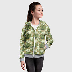 Толстовка на молнии детская Силуэты Черепов камуфляж, цвет: 3D-меланж — фото 2