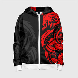 Толстовка на молнии детская КРАСНЫЙ ДРАКОН ТАТУ RED DRAGON TATTOO, цвет: 3D-белый