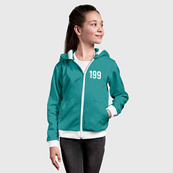 Толстовка на молнии детская Игра в кальмара: Али Абдул 199, цвет: 3D-белый — фото 2