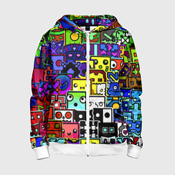 Толстовка на молнии детская Geometry Dash: All Skins, цвет: 3D-белый