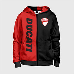 Толстовка на молнии детская DUCATI BLACK RED BACKGROUND, цвет: 3D-черный