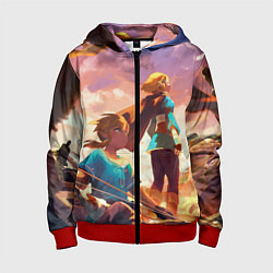 Толстовка на молнии детская Legend of Zelda Легенда о Зельде, цвет: 3D-красный