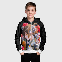 Толстовка на молнии детская Чжун Ли в цветах Genshin impact, цвет: 3D-белый — фото 2