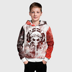 Толстовка на молнии детская Трафальгар Ло Пираты сердца Весёлый Роджер, цвет: 3D-белый — фото 2