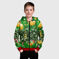 Толстовка на молнии детская Новогоднее Настроение Елка, цвет: 3D-красный — фото 2