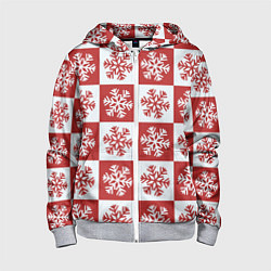 Толстовка на молнии детская Шахматные Снежинки, цвет: 3D-меланж