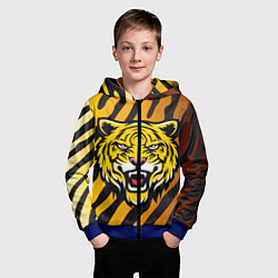 Толстовка на молнии детская Рычащий тигр голова, цвет: 3D-синий — фото 2