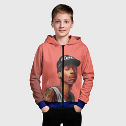 Толстовка на молнии детская Wiz Khalifa Art, цвет: 3D-синий — фото 2