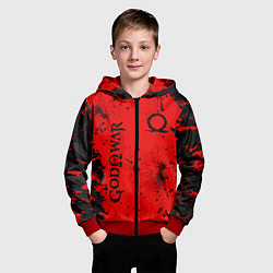 Толстовка на молнии детская God of War Брызги крови, цвет: 3D-красный — фото 2