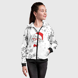 Толстовка на молнии детская Новогодний тигр летящие снежинки, цвет: 3D-черный — фото 2