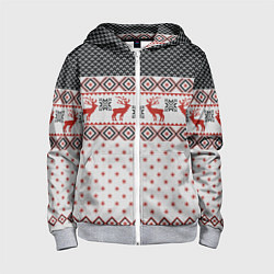 Толстовка на молнии детская НОВОГОДНИЙ УЗОР, цвет: 3D-меланж