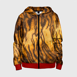 Толстовка на молнии детская Шкура тигра 2022, цвет: 3D-красный