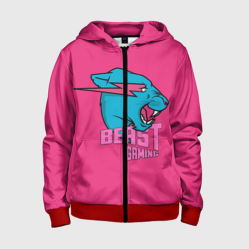 Детская толстовка на молнии Mr Beast Gaming Full Print Pink edition / 3D-Красный – фото 1