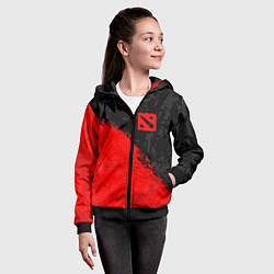 Толстовка на молнии детская DOTA 2 RED LOGO, БРЫЗГИ КРАСОК, цвет: 3D-черный — фото 2