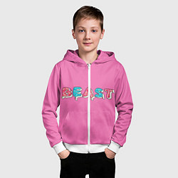 Толстовка на молнии детская Mr Beast Donut Pink edition, цвет: 3D-белый — фото 2