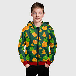 Толстовка на молнии детская Ананасы Много ананасов, цвет: 3D-красный — фото 2