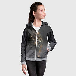 Толстовка на молнии детская Тигр в тумане, цвет: 3D-меланж — фото 2