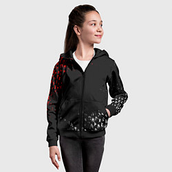 Толстовка на молнии детская КРАСНО БЕЛЫЕ РУНЫ, цвет: 3D-черный — фото 2