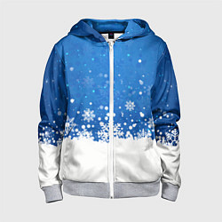 Толстовка на молнии детская Снежинки - С Новым Годом, цвет: 3D-меланж