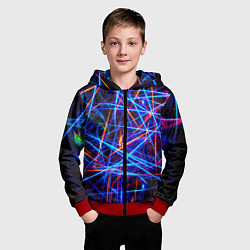 Толстовка на молнии детская NEON LINES Glowing Lines Effect, цвет: 3D-красный — фото 2