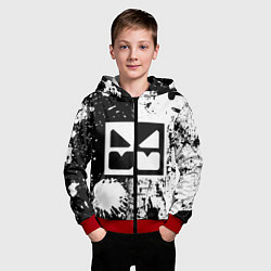 Толстовка на молнии детская GEOMETRY DASH BLACK & WHITE SMILE, цвет: 3D-красный — фото 2