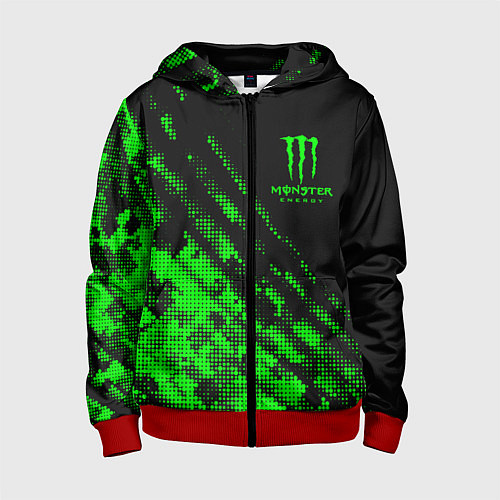 Детская толстовка на молнии Monster Energy Текстура / 3D-Красный – фото 1