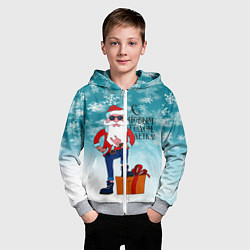 Толстовка на молнии детская Hipster Santa 2022, цвет: 3D-меланж — фото 2