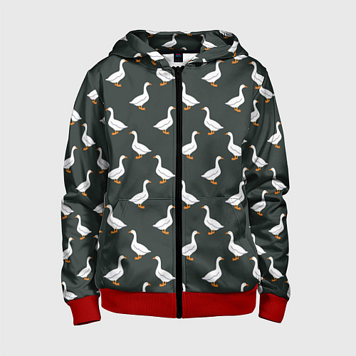 Детская толстовка на молнии Гуси паттерн / 3D-Красный – фото 1
