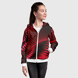 Толстовка на молнии детская Волны красного металла, цвет: 3D-белый — фото 2