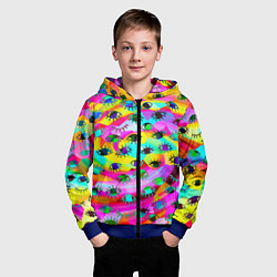 Толстовка на молнии детская Психоделические взгляды, цвет: 3D-синий — фото 2